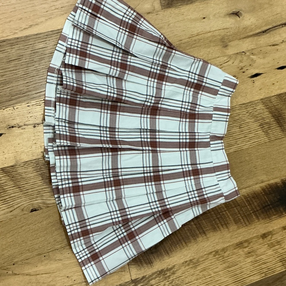 Aerie Brown and White Plaid Mini Skirt